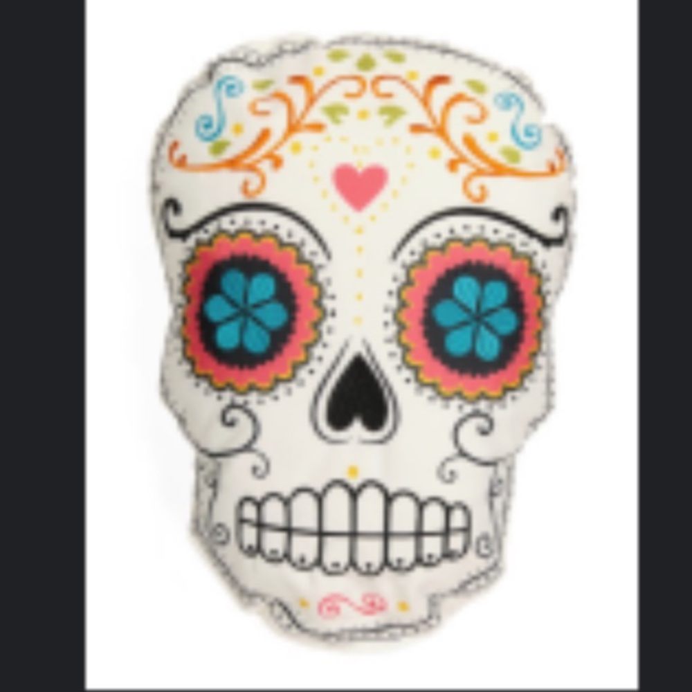 NWT THRO Embroidered Sugar Skull Pillow 13x18